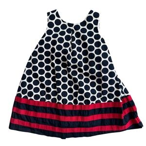 Baby Gap Toddler Dress Sleeveless White, Navy, Res Size 2 Years Polka Dots & Bow